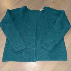 Sezane Barry Cardigan in Light Sage Green Blue Medium